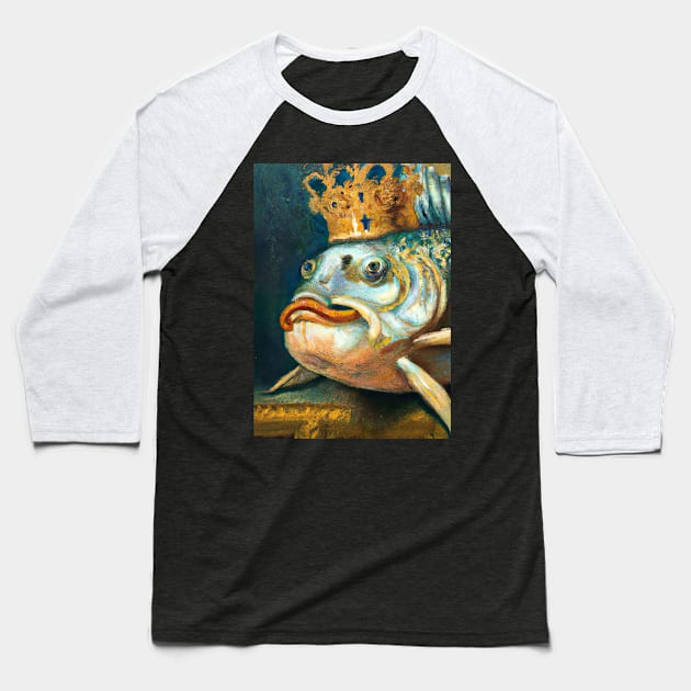 Fish with a Crown Baseball T-Shirt by maxcode